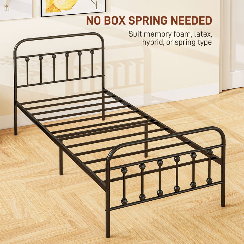 Single Minimalistic Bed Frame, Metal, Black