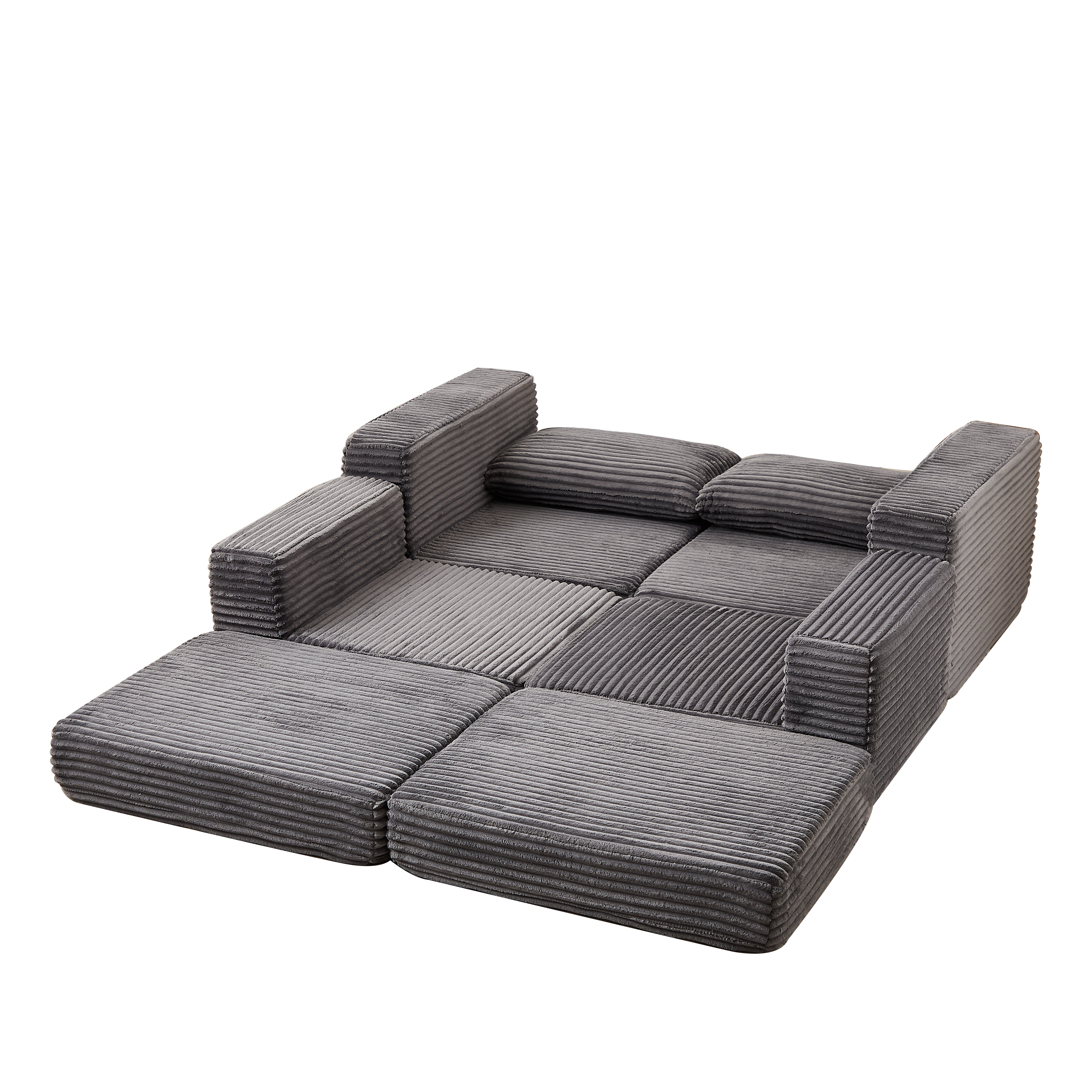 Sofa Bed 2-in-1 Modular with Removable Footstool Corduroy