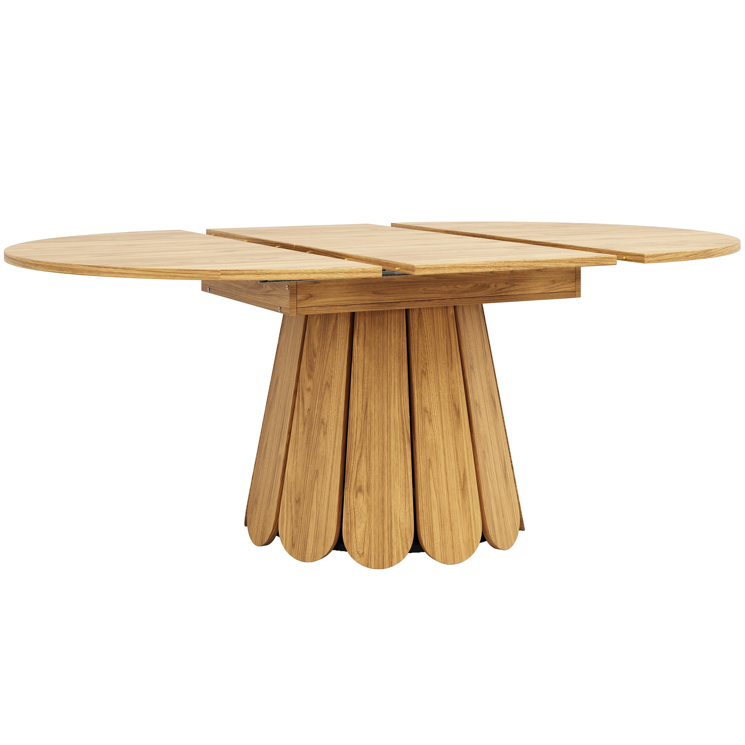 Extendable Round Dining Table 118-158cm Extends to Oval 6 Seater - Wood Color