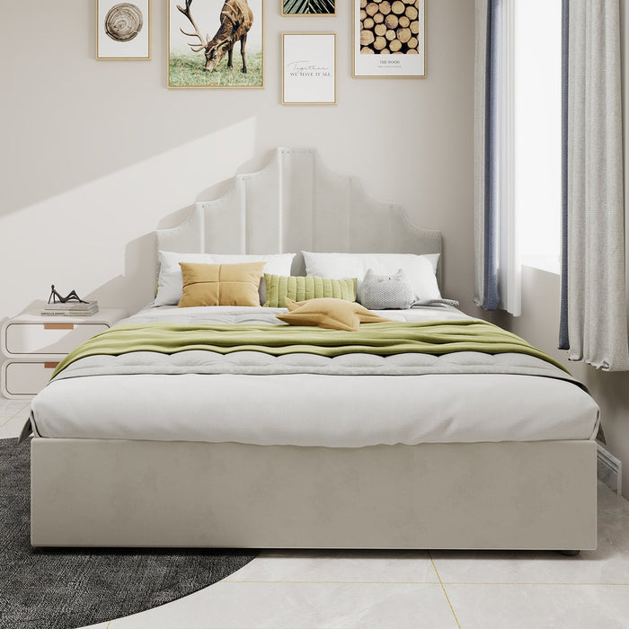 Modern Minimalist Soft Bed, Comfortable Headboard, 160x200CM, Beige