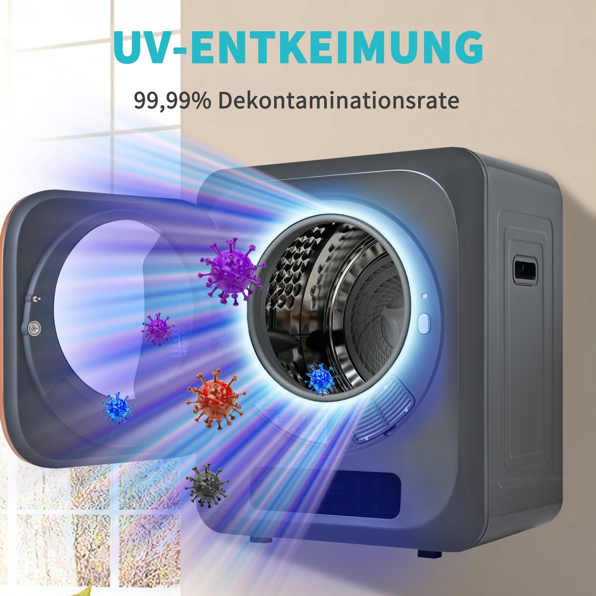 Exhaust Gas Dryer 3kg (Up to 4kg) 850W 6 Programs Overheat Protection, Stainless Steel