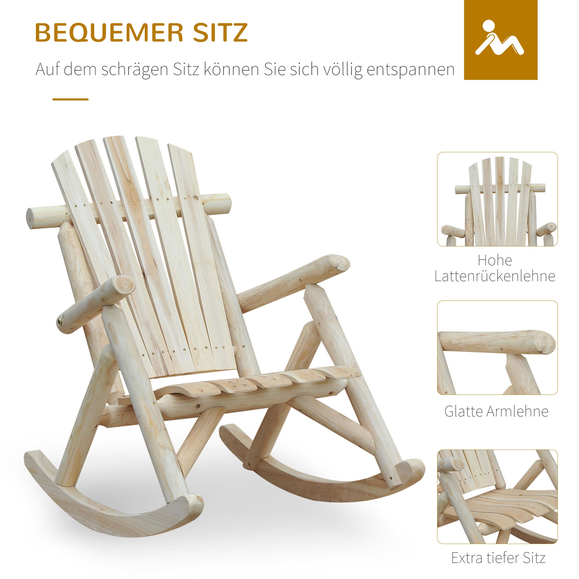 rocking chair swing garden chair natural fir wood