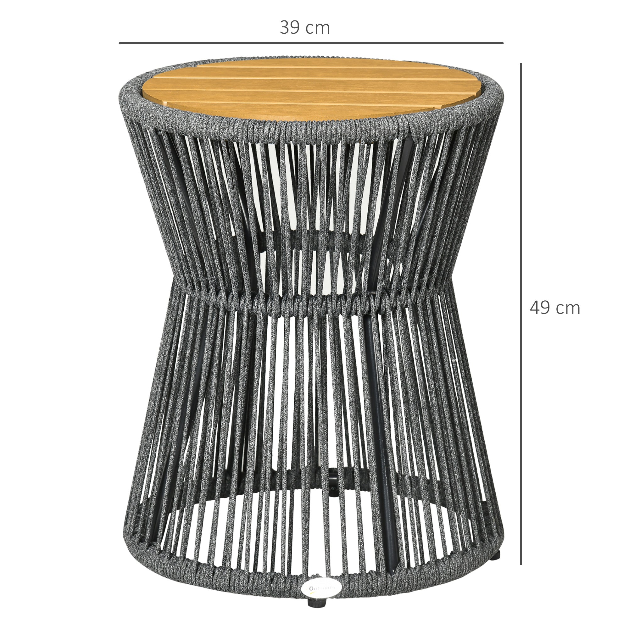 Garden/Bistro/Coffee Table, Adjustable Feet, Plastic Tabletop, Dark Grey + Natural