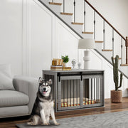Dog Cage, Lockable Sliding Door, for Large Dogs, Grey