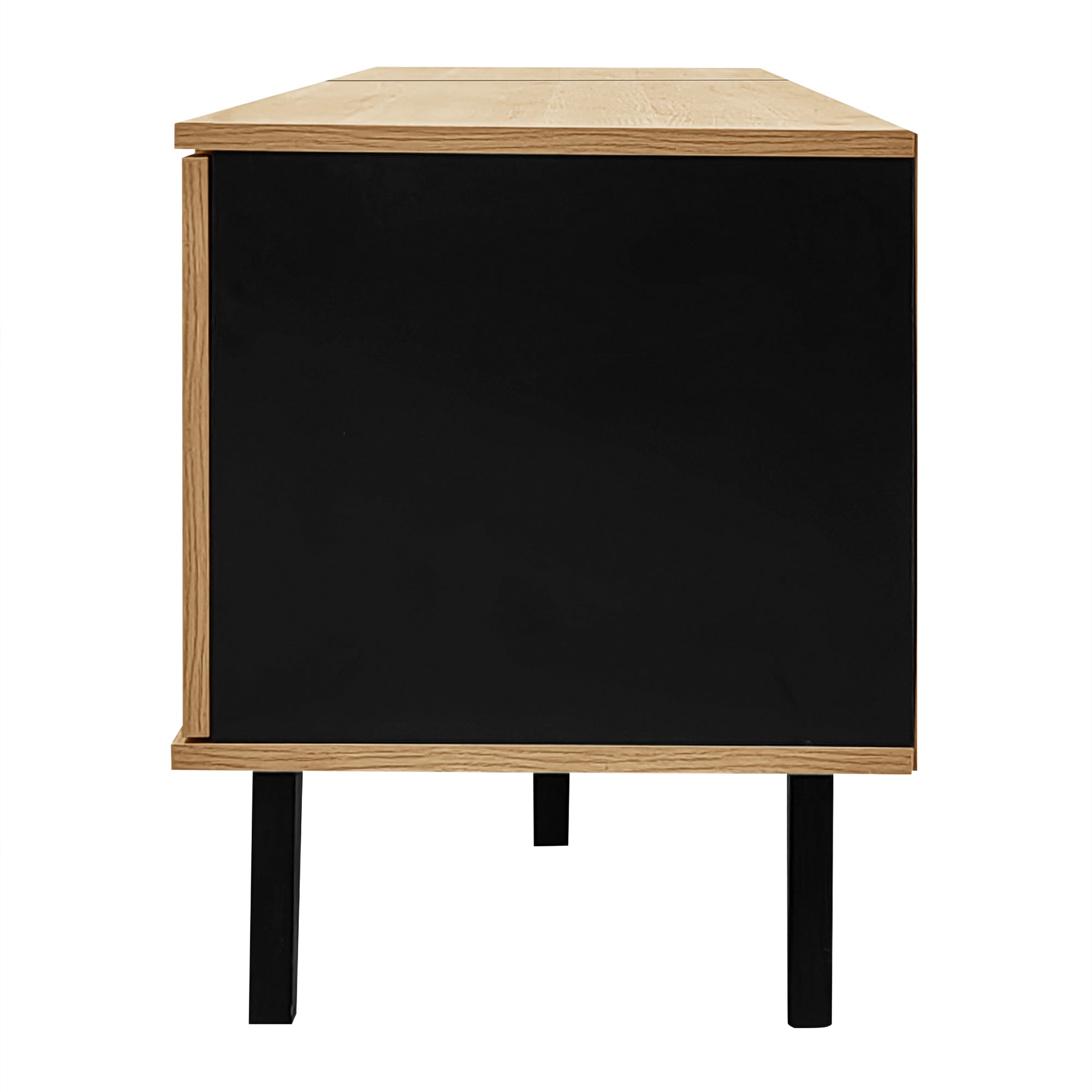 Stylish Elegance TV Cabinet, 170 cm Lowboard with Drawers, Wood and Black