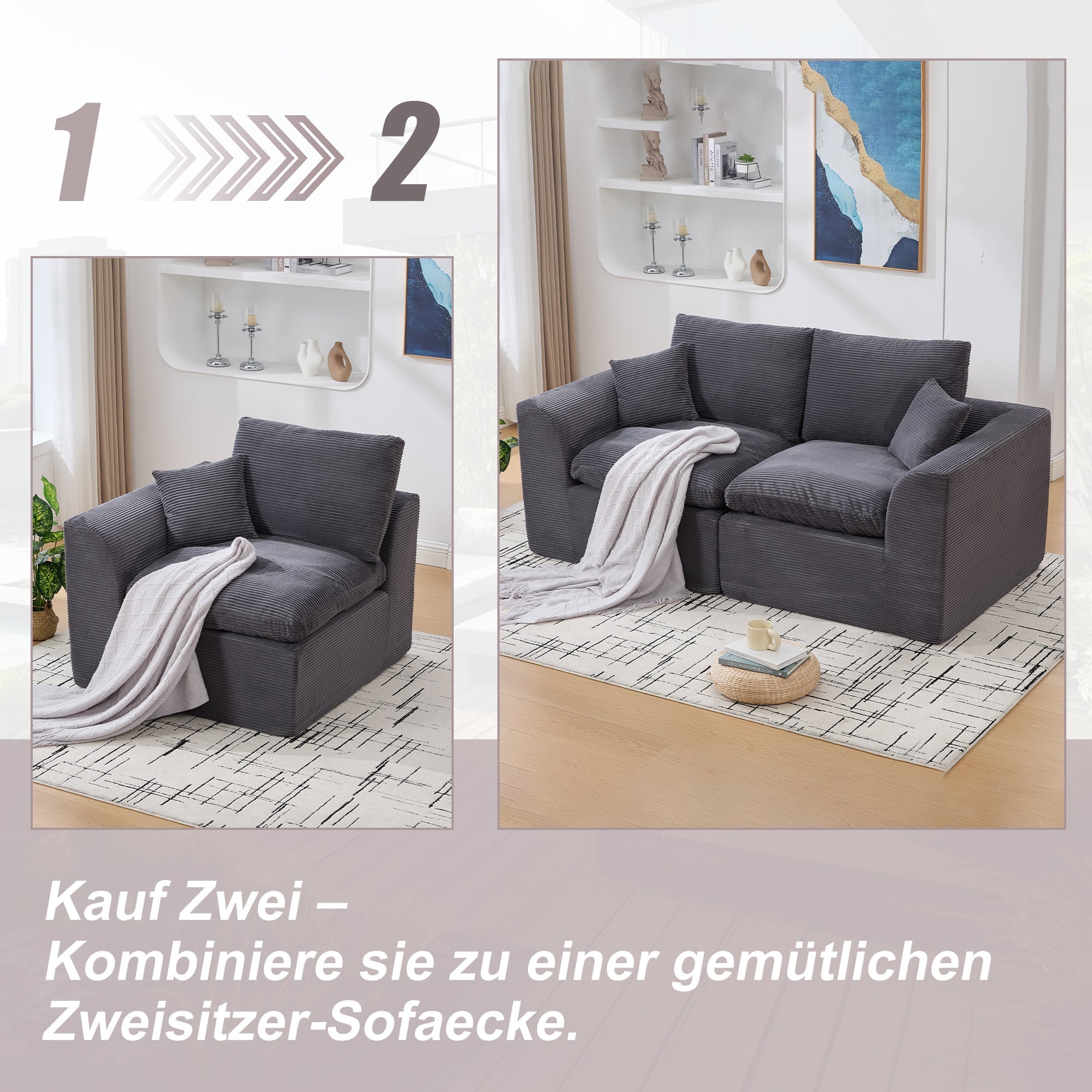 Armchair Single-Seater Modern Minimalist Fabric Cushion - Nordic Style