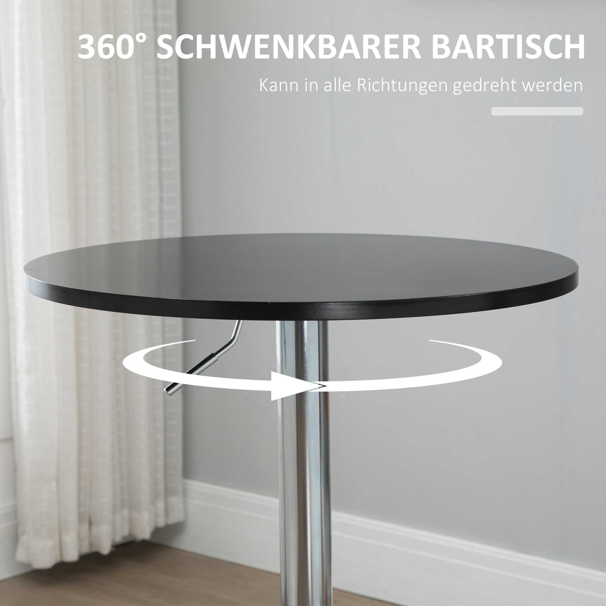 Round Bar Table Height Adjustable Swivel Steel Black