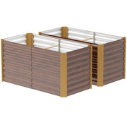 Raised Garden Beds Set of 2 Planters Weatherproof 120x60x60cm Galvanized Steel