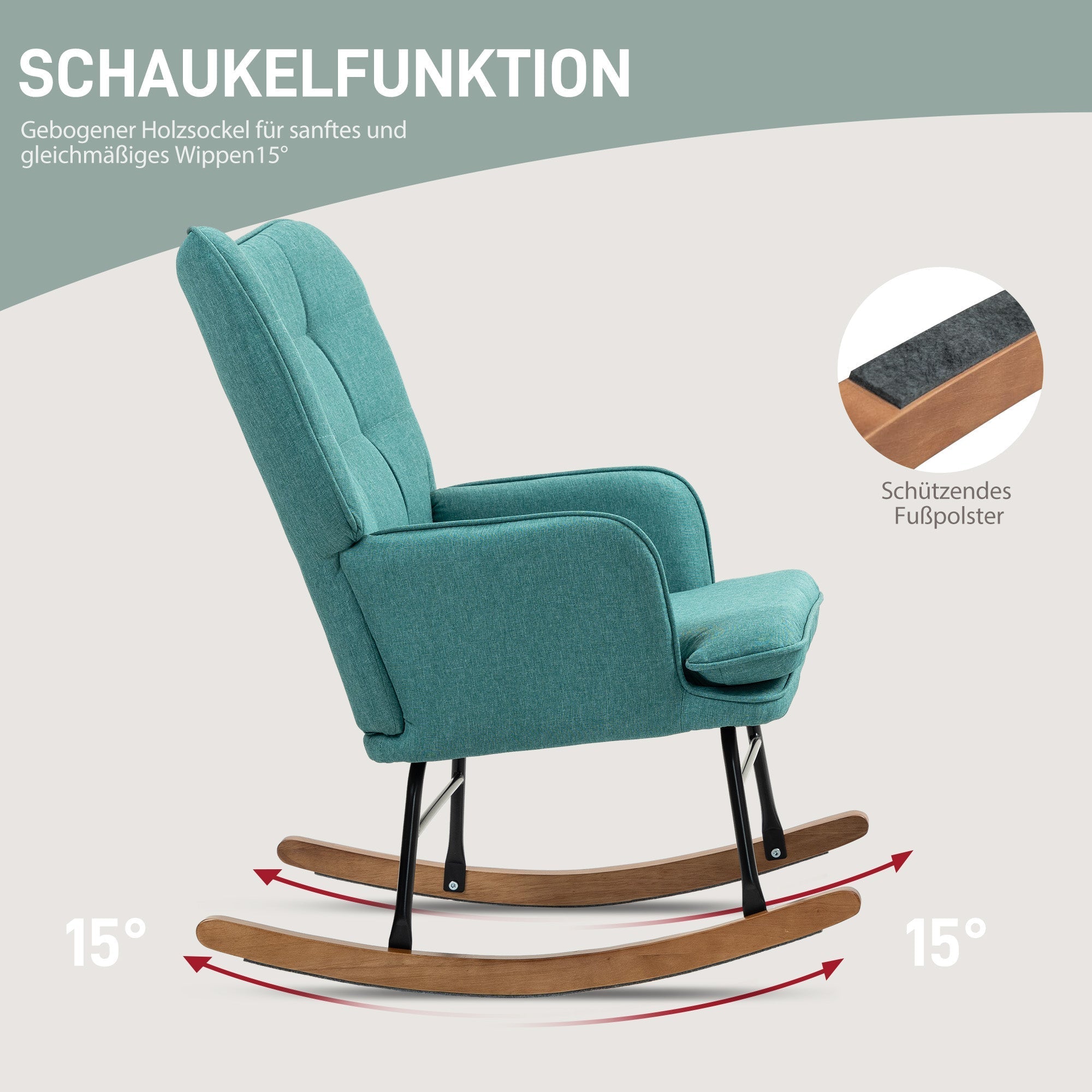 Rocking Chair with Footstool, Armchair Nursing Chair 130kg Linen Look