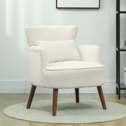 Armchair Lounge Chair Corduroy Look, Cream White