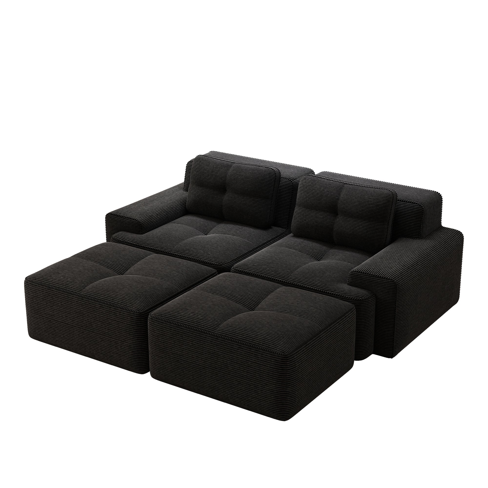 Cloud Modular Sofa U-shaped Ottoman Deep Seat - Corduroy Black
