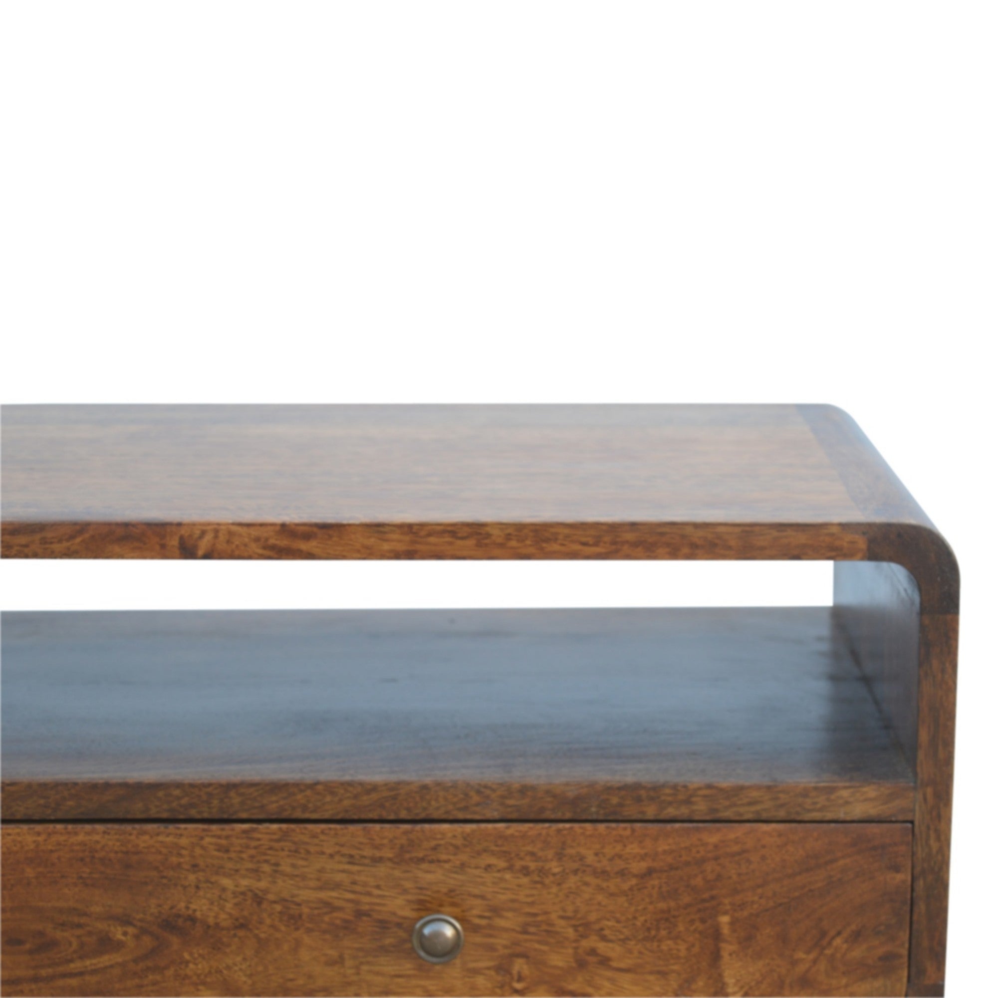 Solid Wood Console Table with 2 Drawers and 1 Open Slot, Dark Brown Chestnut
