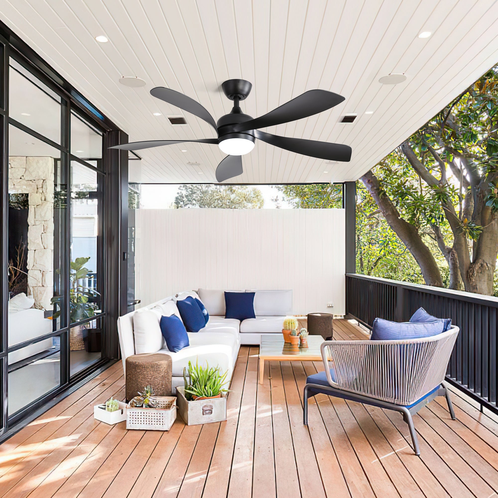 Ceiling Fan 52-inch LED Dimmable 6-Speed Quiet Reversible Timer