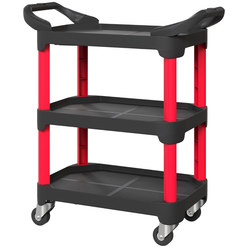 Workshop trolley with 3 levels, handle, 68 kg load capacity, black