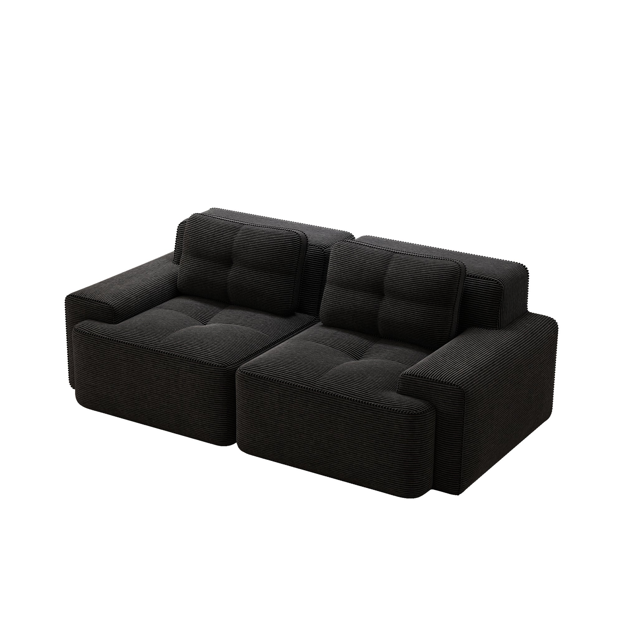 Boneless Modular Sofa Deep Seat Loveseat Sleeper - Corduroy Black