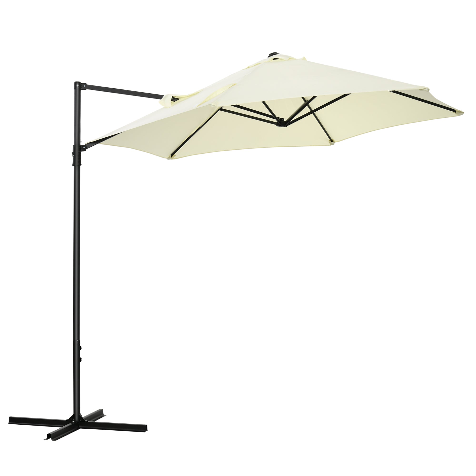 2.5M Cantilever Parasol, Offset Patio Umbrella with 360° Rotation and Cross Base, Beige