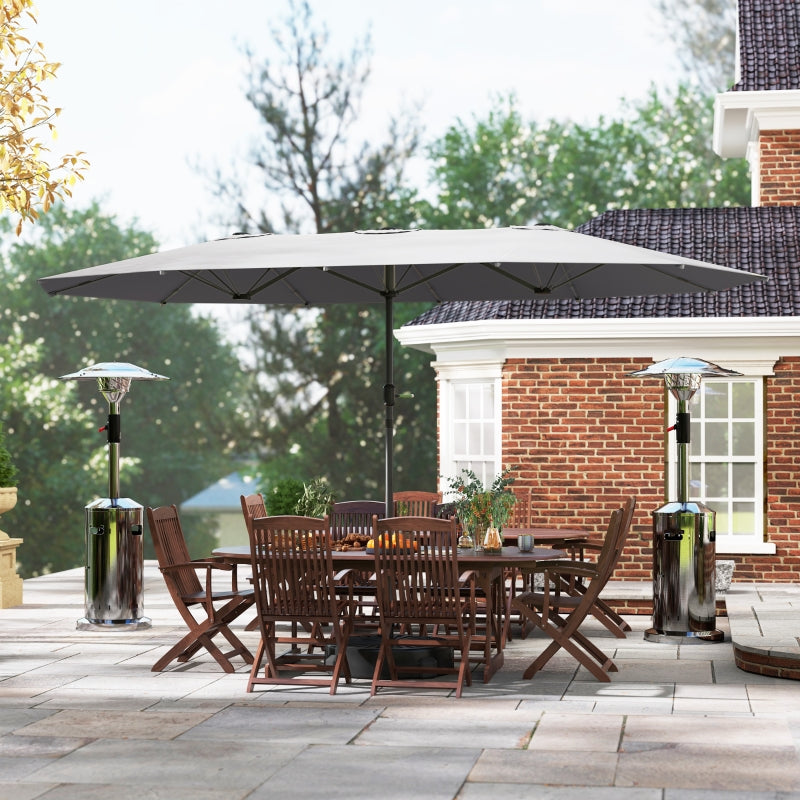Double Parasol 436x260cm UV Protection Steel Hand Crank Windproof, Dark Grey