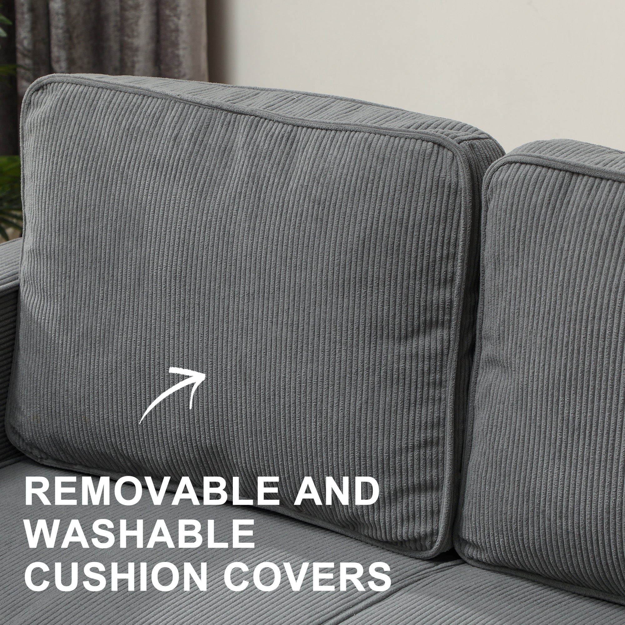 Small Two-Seater Sofa Corduroy - Grey