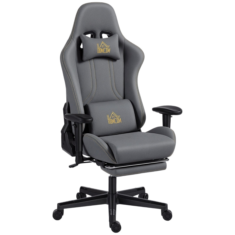 Ergonomic Gaming Chair Adjustable Rolling Desk with 3D Armrests Lumbar Support Grey