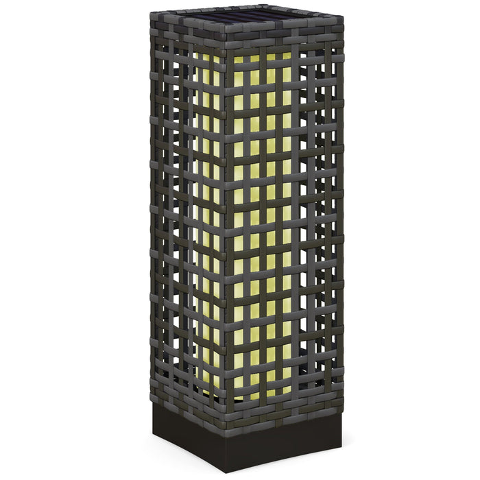 Rattan Solar Light Waterproof Path Light Automatic LED Garden Lamp Steel Grey