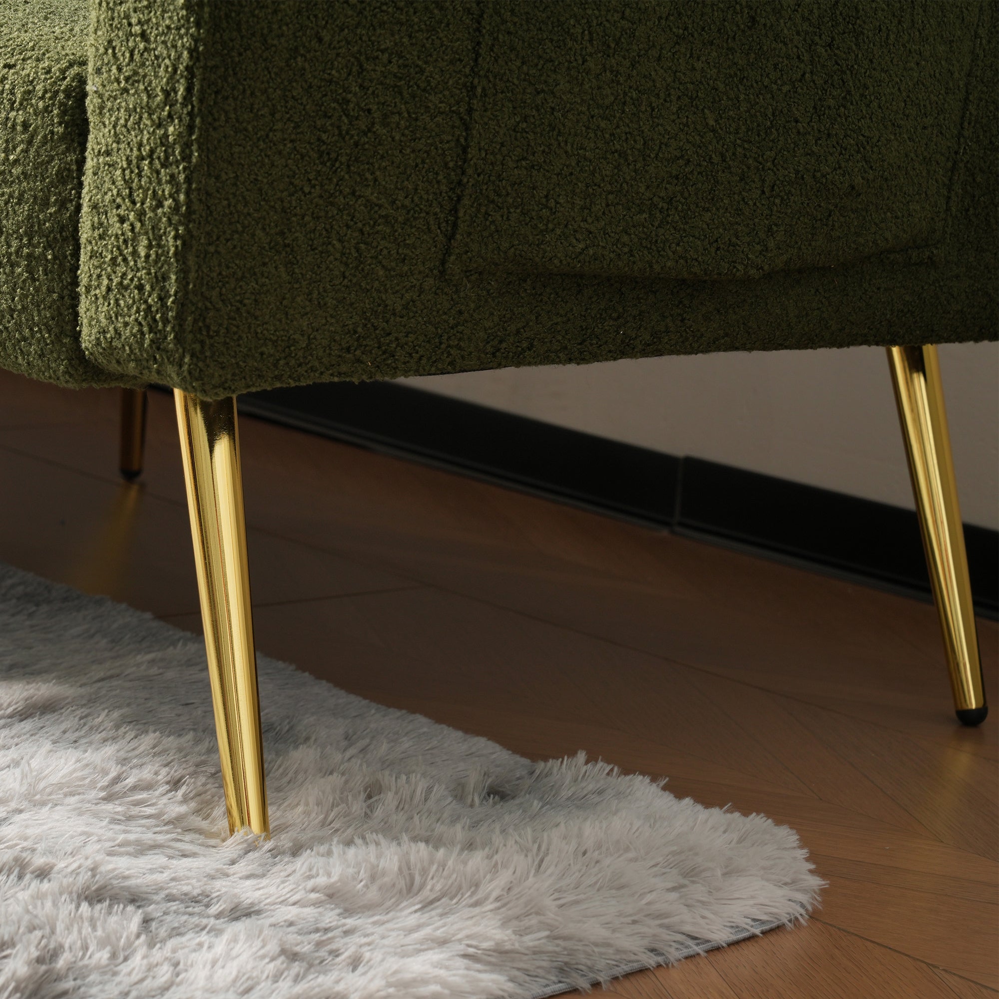 Sofa Bed with 3 Adjustable Backrest Angles and Storage Pockets, Gold Legs