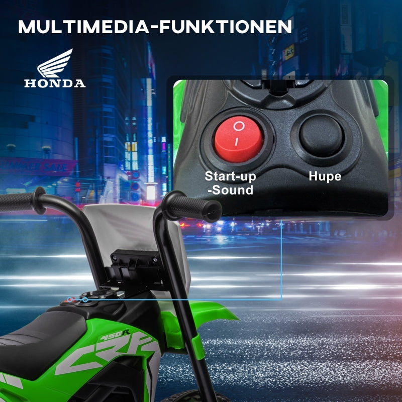 Honda electric children's motorcycle, 3 km/h, sound effects, for 18-36 months, green