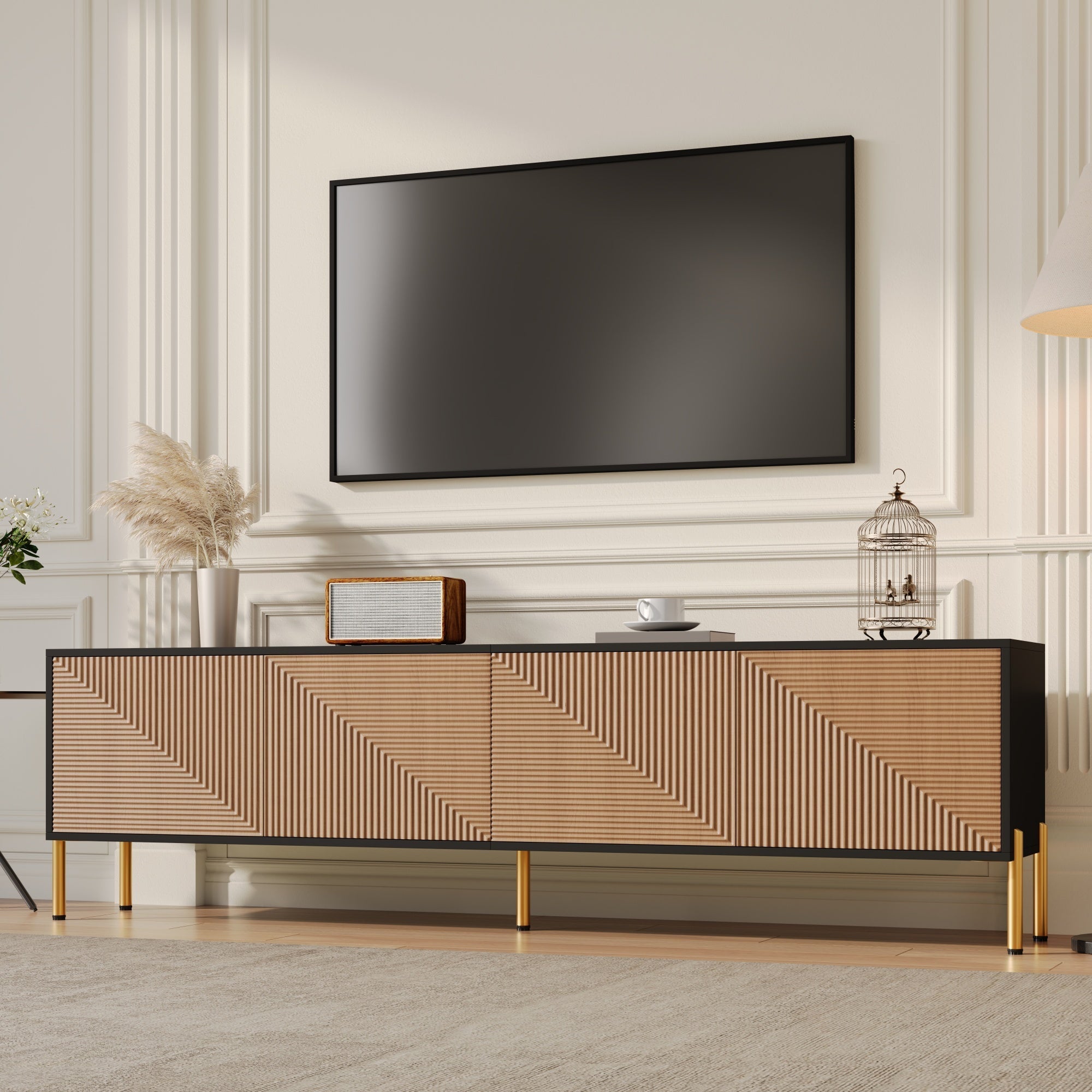 TV Cabinet Modern Low 179cm Color-Block Design