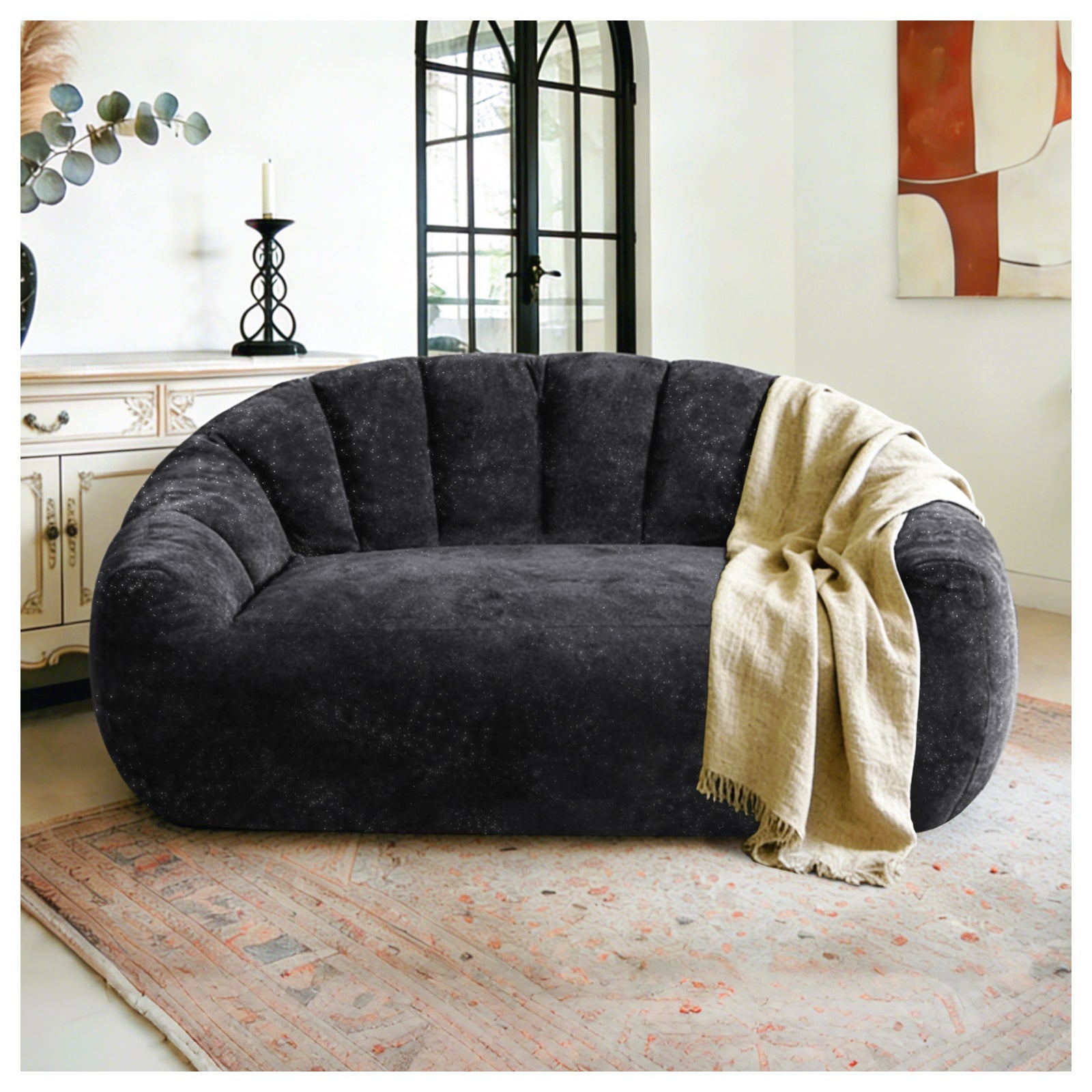 Sofa Sculptural Curved Wave Backrest