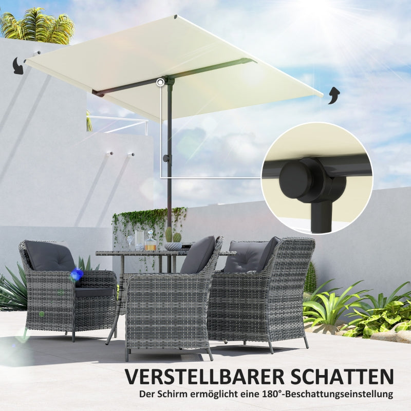 Parasol, 180° Rotatable Height Adjustable Garden Umbrella, Beige