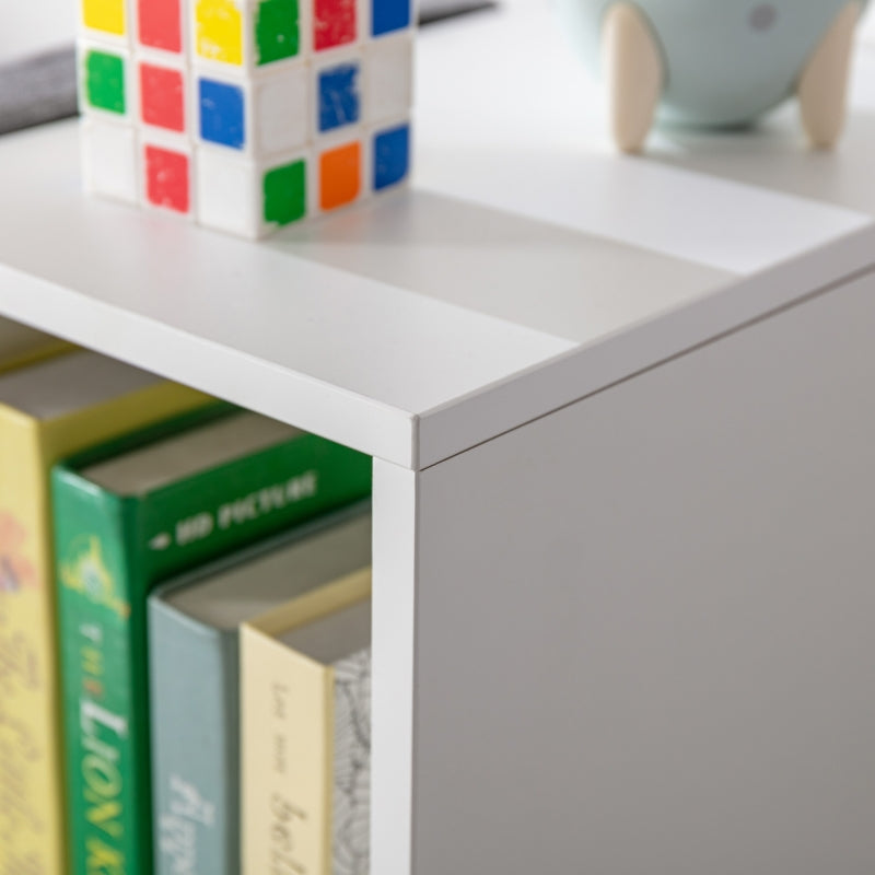 Bücherregal für Kinder, mit 6 Fächern, Spielzeugkiste, Weiß+Grau