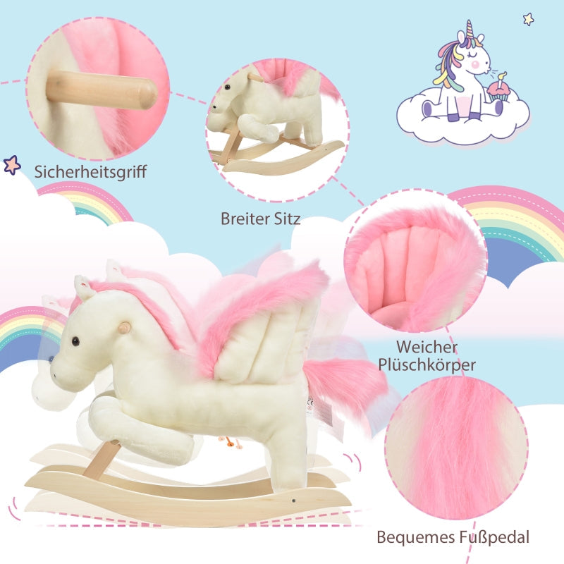 Plush Baby Rocking Horse with Sound Effects and Handles, Toddler Swing Seat