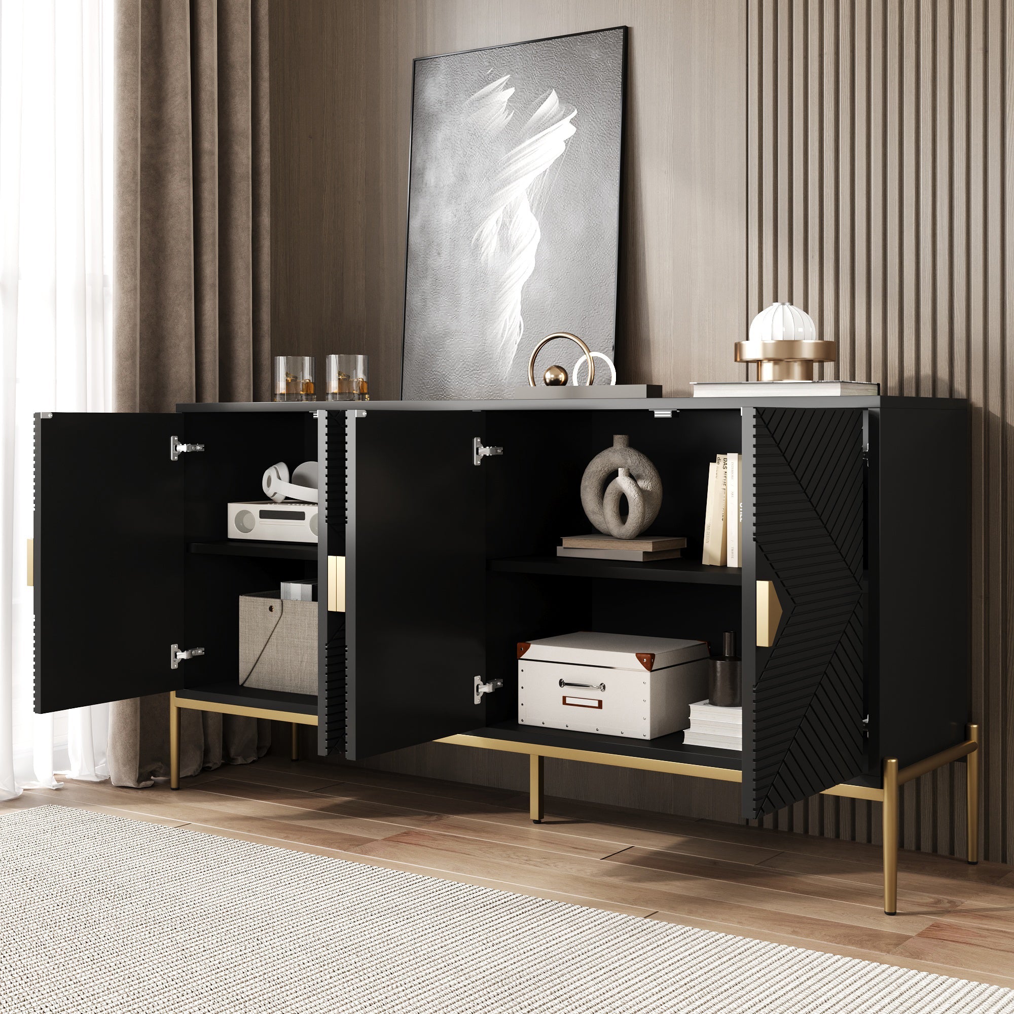 Modern Sideboard Cabinet Storage Chest of Drawers 162x40x80cm
