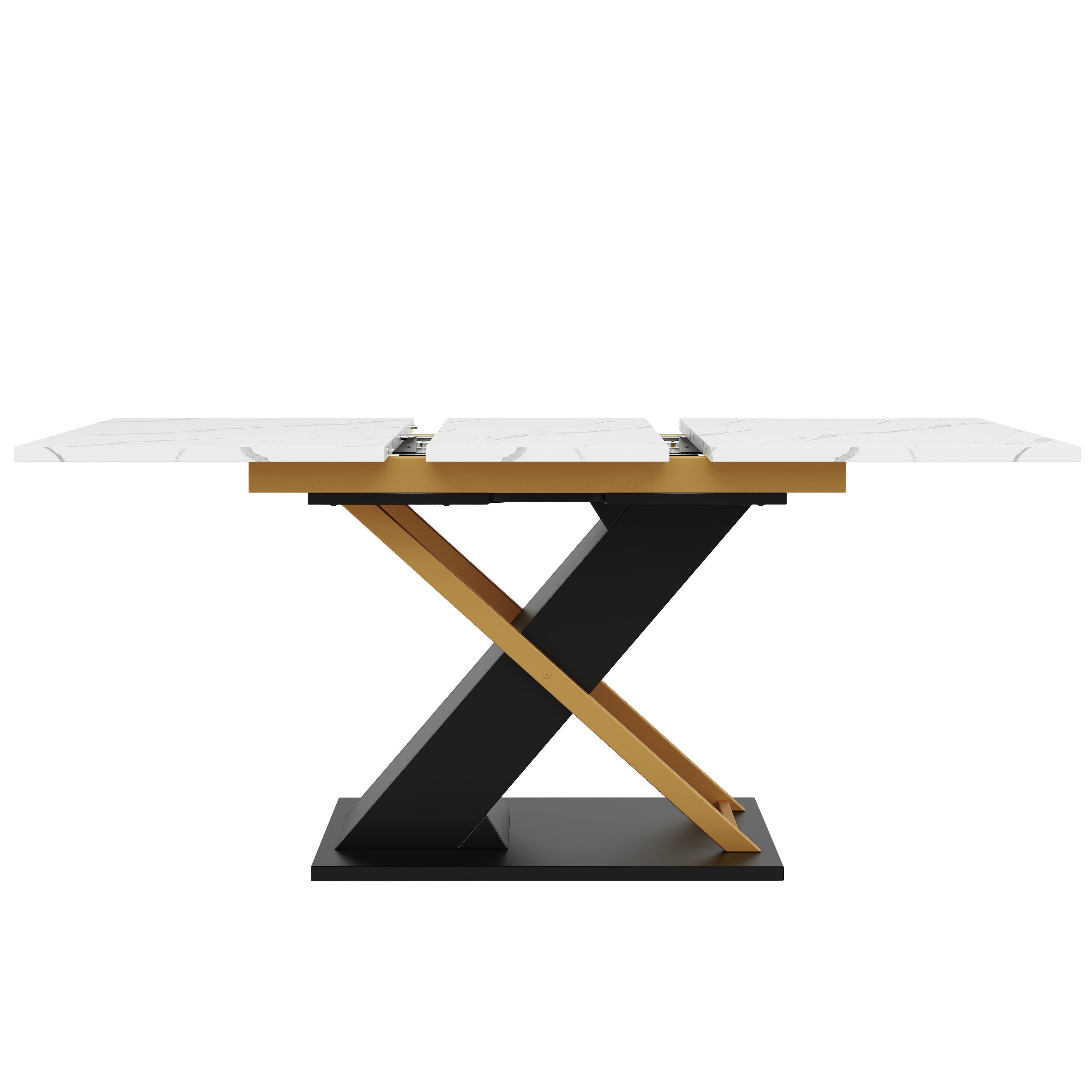 Extendable Dining Table 120-160cm Internal Leaf Golden Cross Legs