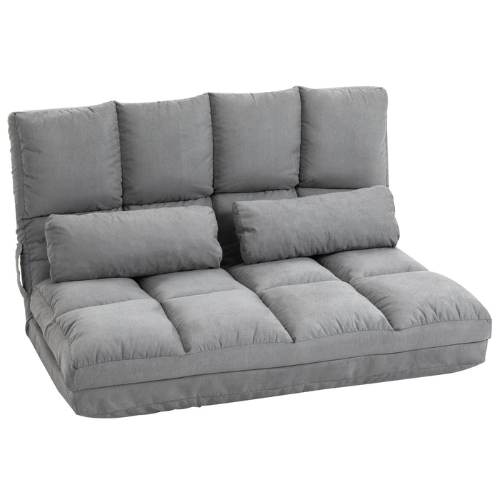 Floor Chair & Bed, Adjustable Backrest Seat Cushion, Grey Velvet & Steel