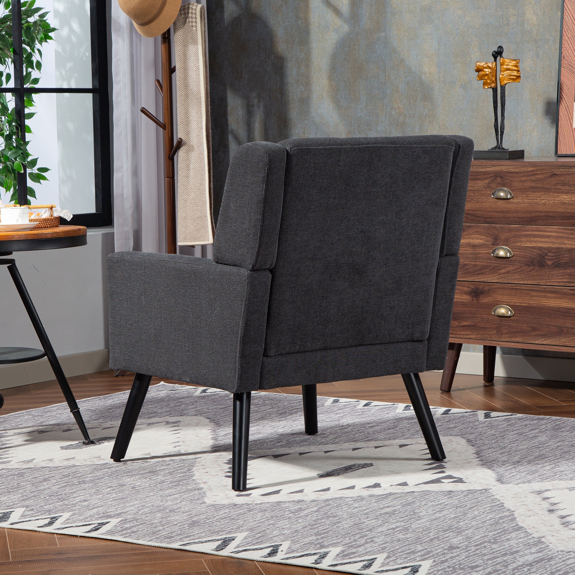 2-Piece Accent Armchair Set with High-Density Foam and Solid Wood Legs, Durable Fabric