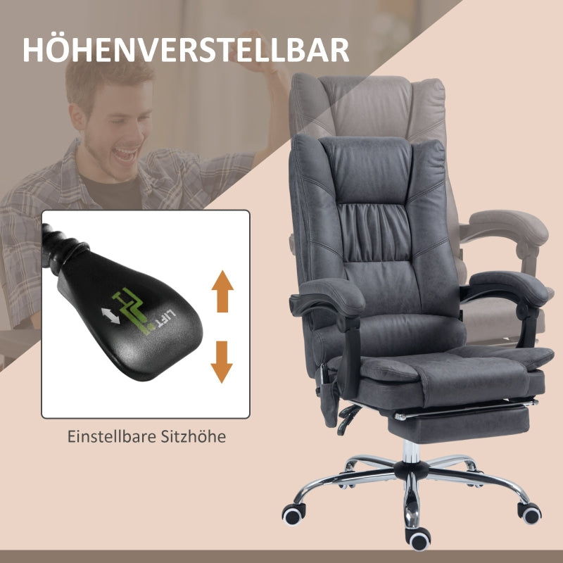 Vinsetto Massage Office Chair, Heat Function, 135° Tilt, Ergonomic, Dark Grey