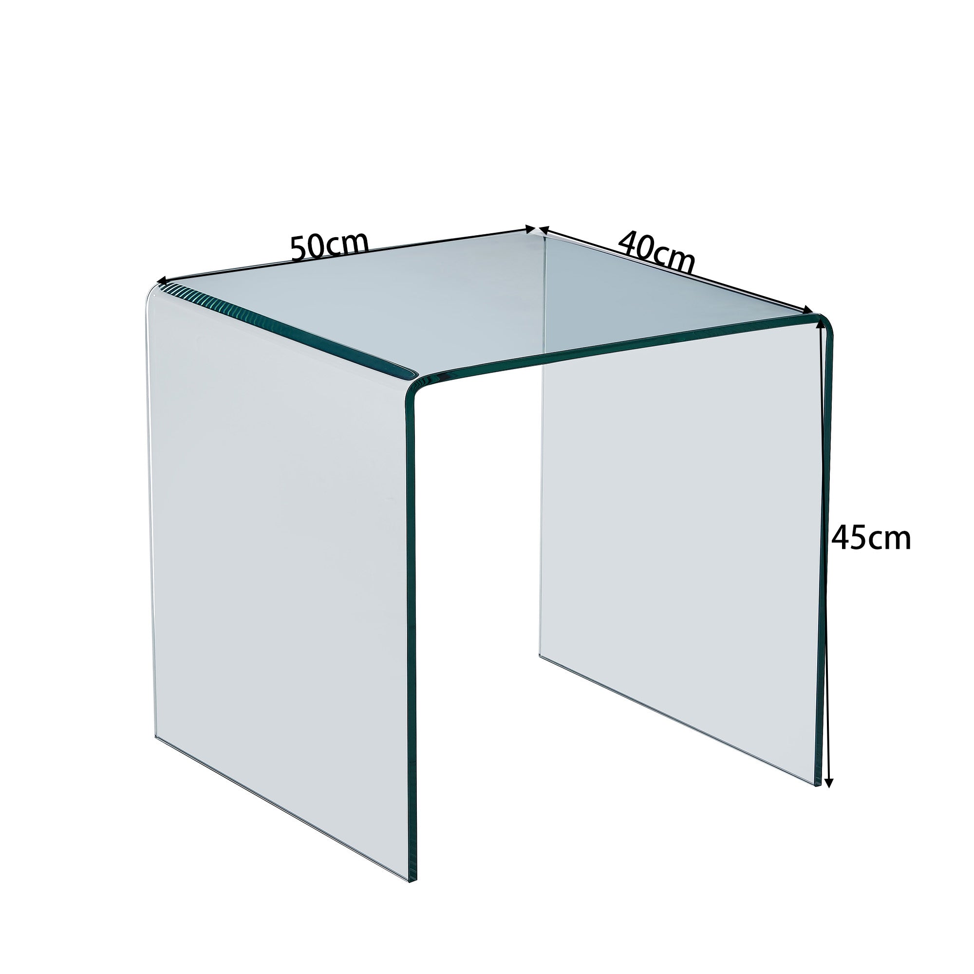 Tempered Glass Side Table, Transparent End Table and Sofa Table, Clear Bent Glass