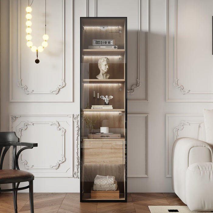 Bathroom Cabinet, Medium 40cm Light Strip 1 Drawer 1 Glass Door