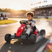 24V Electric Go-Kart with Drift Mode, Adjustable Seat and 5-Point Safety Harness, Red