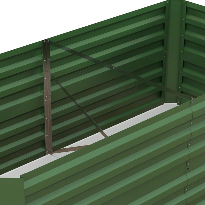Set of 2 Raised Beds, Galvanised Steel Outdoor Planters for Vegetables Plants Herbs, Green