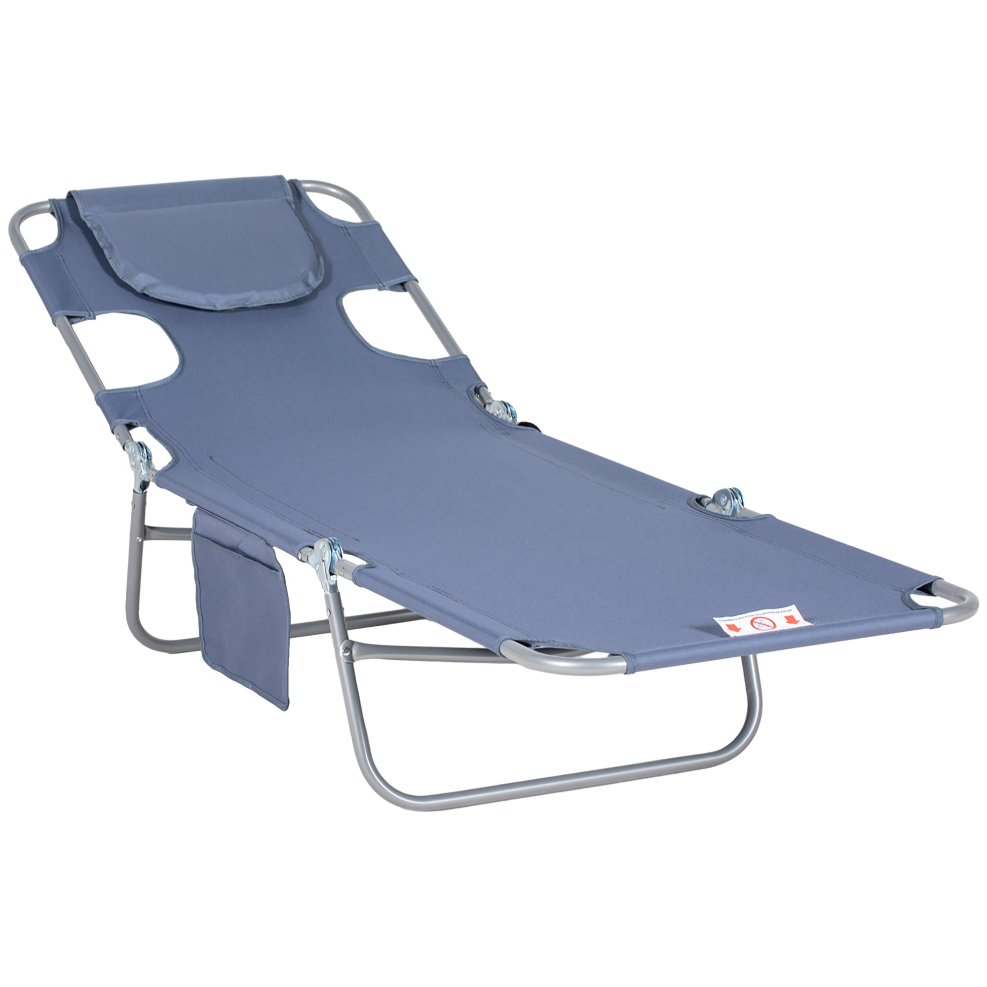 Folding Sun Lounger with Reading Window, 5-Position Adjustable, 120 kg Load Capacity, Grey