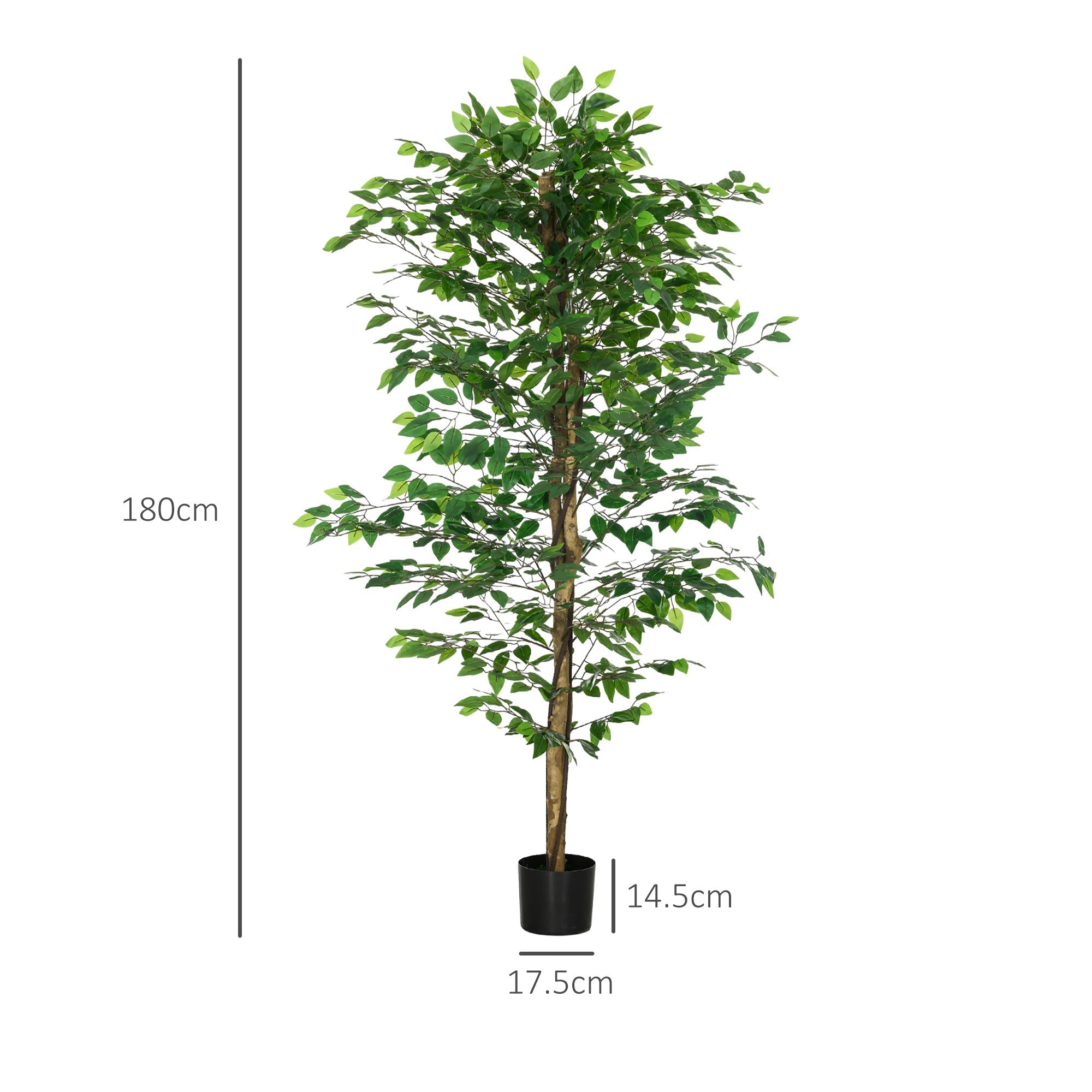 Artificial Ficus Tree, Realistic, Easy-Care, 180cm, Green