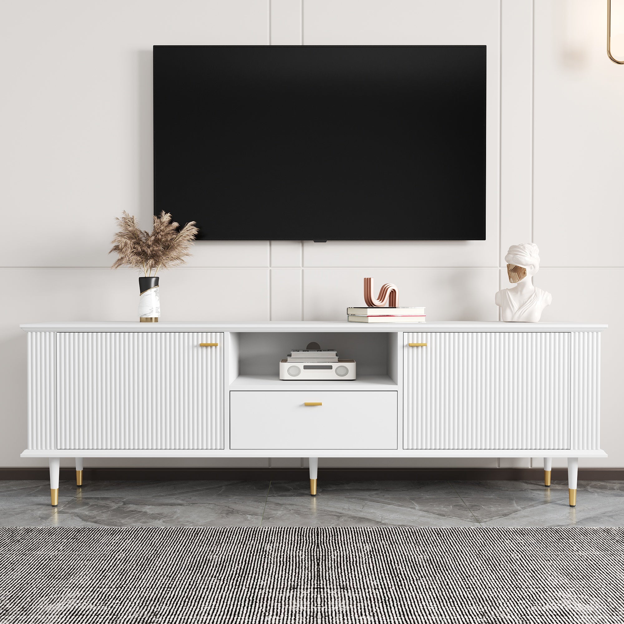 TV Stand with Storage and Cable Management