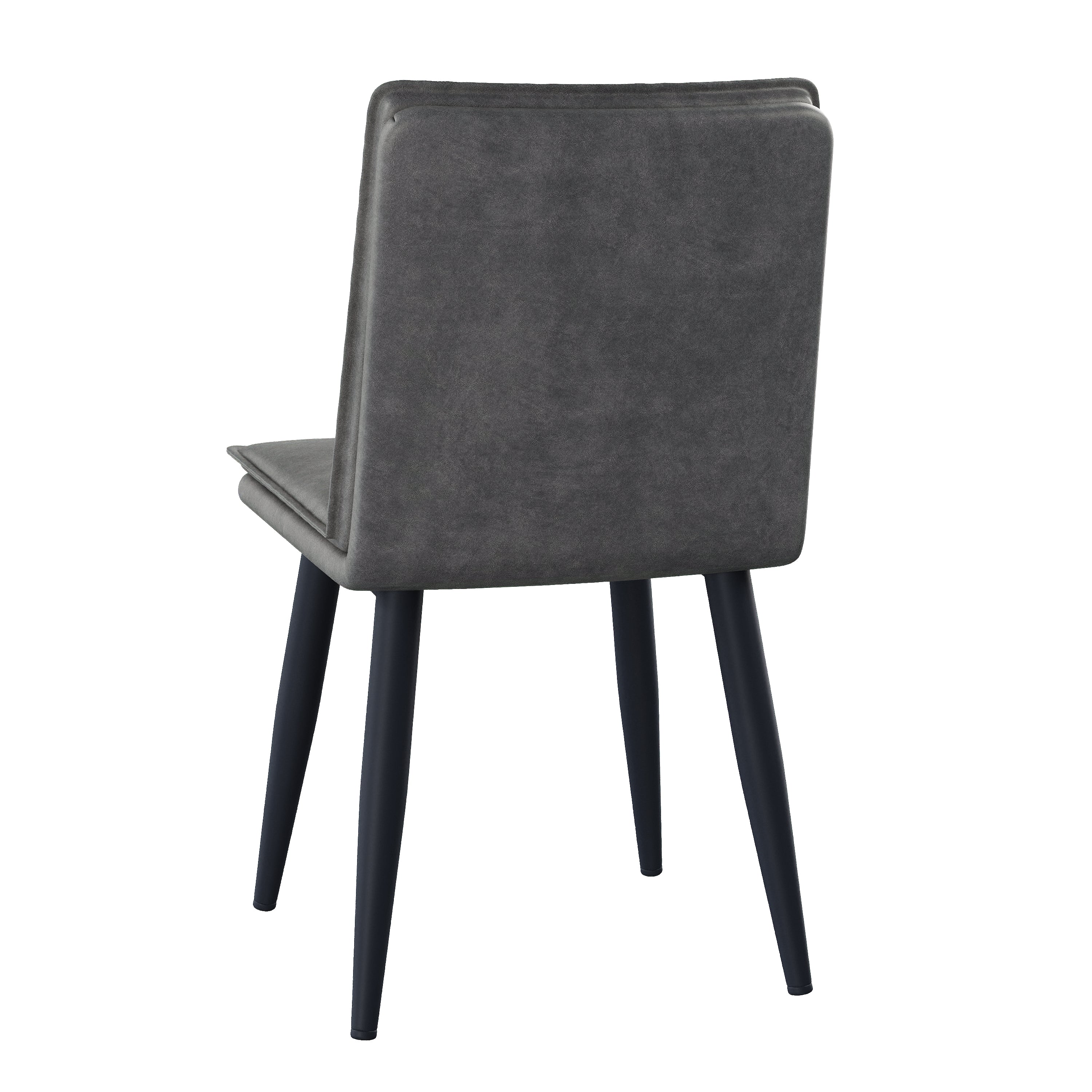 4 Dining Chairs PU Double Cushion Modern - Grey