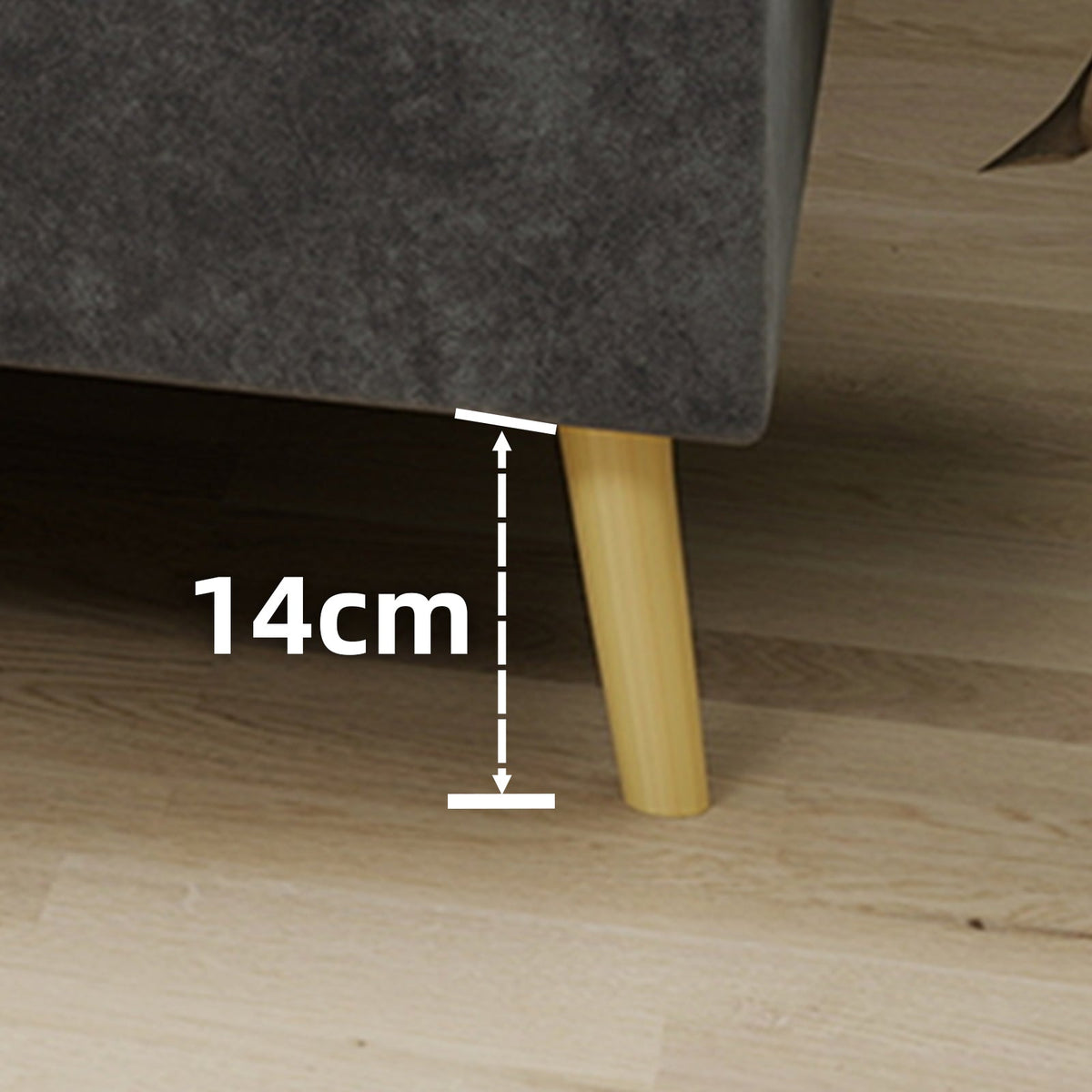 Modern Minimalist Bed Frame, 140x200 cm Low-Profile Base, Grey Dutch Velvet Fabric