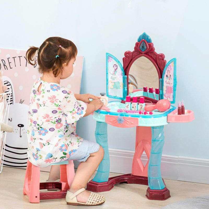 Kids Dressing Playset, 31 Piece Magical Princess Mirror Light and Sound - Pink and Blue