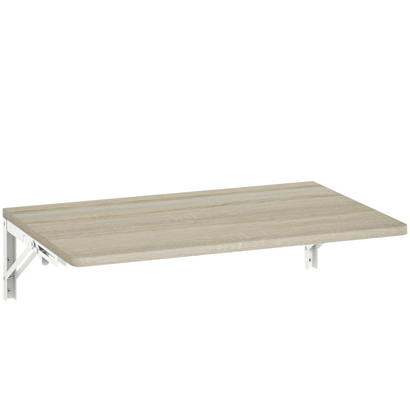 Wall-Mounted Folding Table 60x40cm Space-Saving Floating Desk Oak