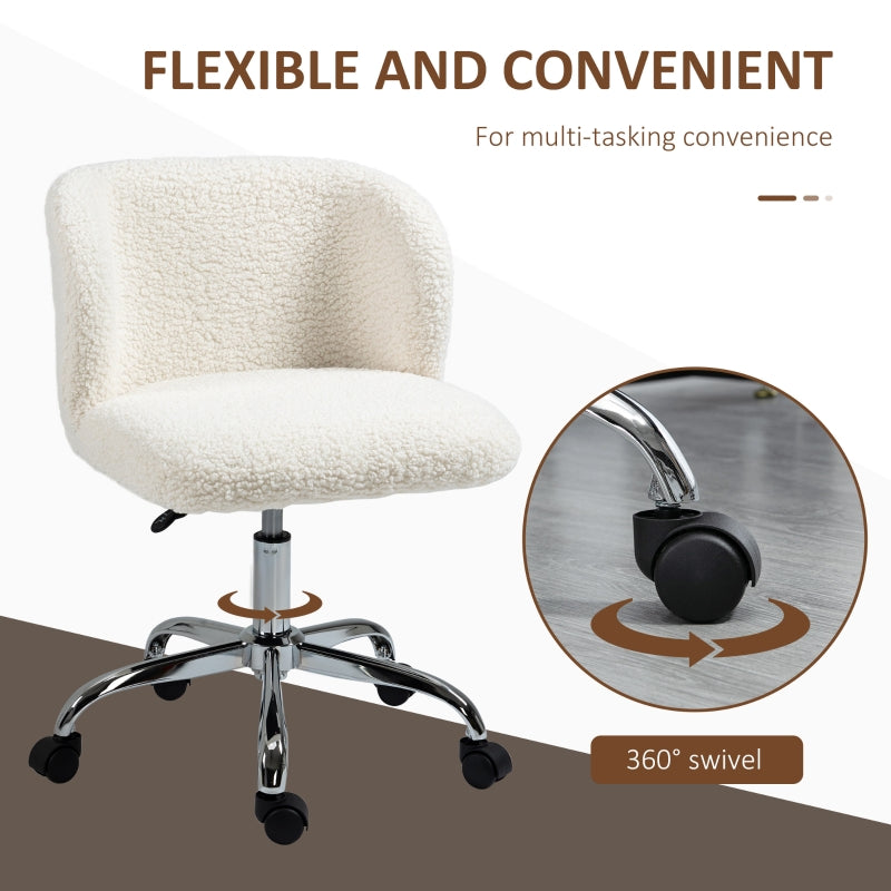 Office Chair, Adjustable Height and Wheels, White