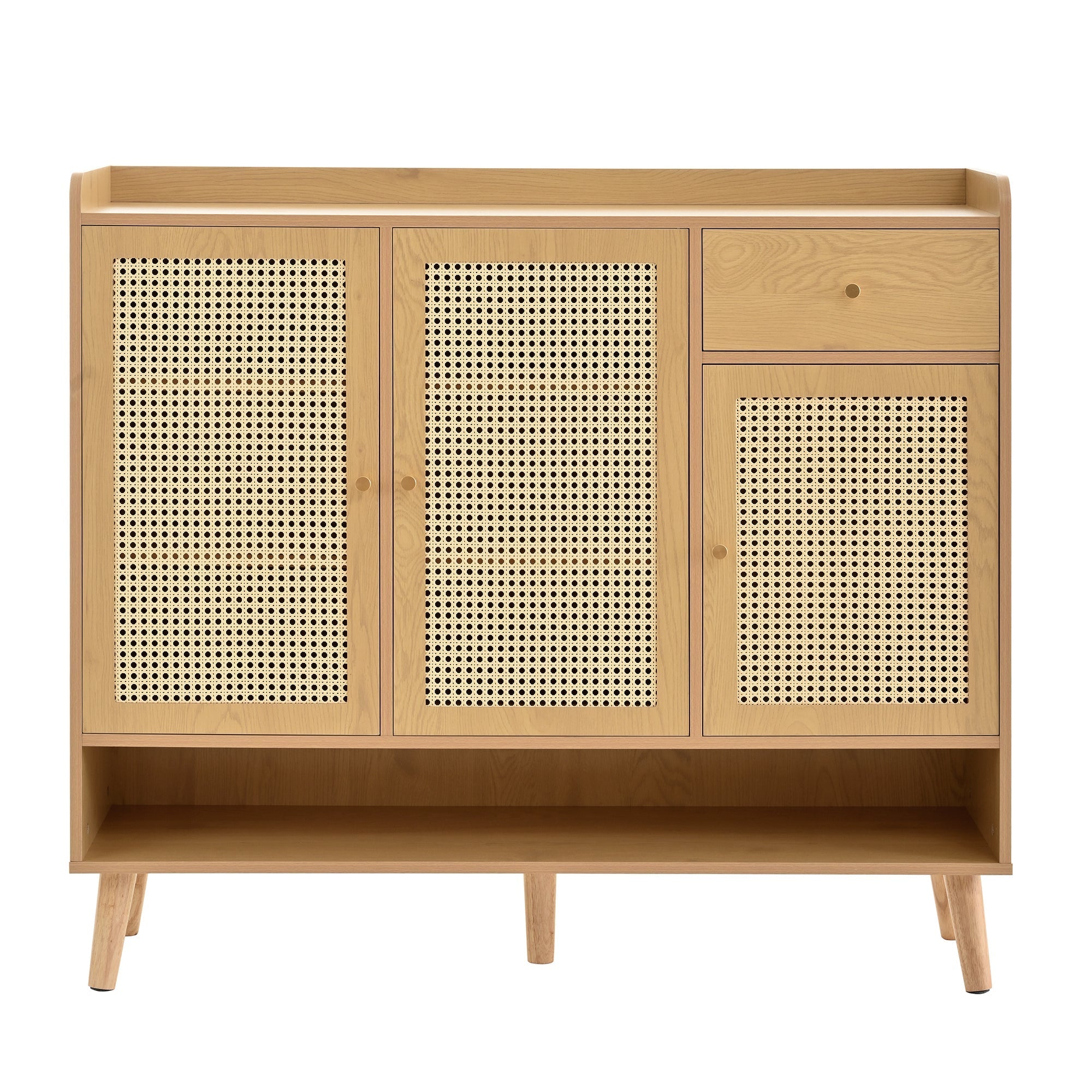 Natural rattan shoe cabinet, 3 doors, 1 drawer, 5 shelves