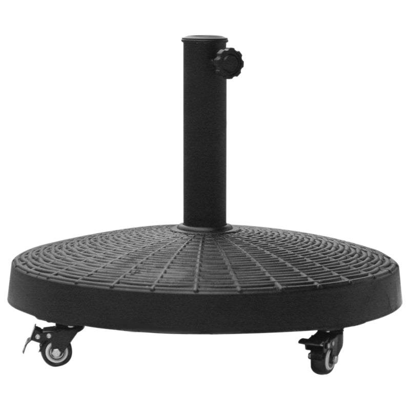 Parasol Base 25kg Rattan Look Wheels for Ø38/48mm Umbrellas, Resin & Metal